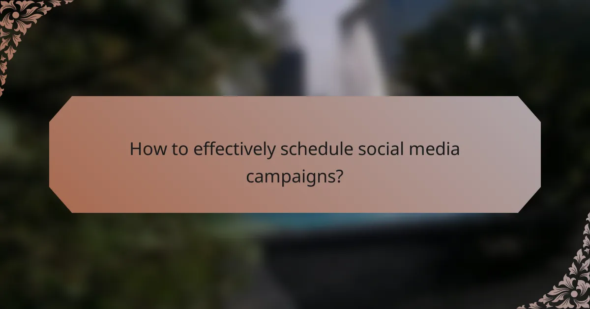 How to effectively schedule social media campaigns?
