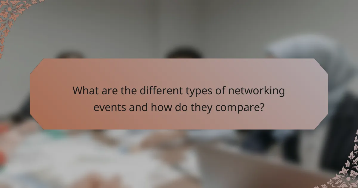 What are the different types of networking events and how do they compare?